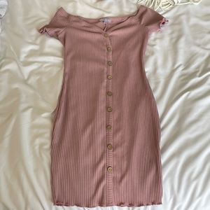 OVER THE SHOULDER BLUSH MINI DRESS🌸🌸